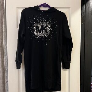 Black MK Logo Hoodie Dress